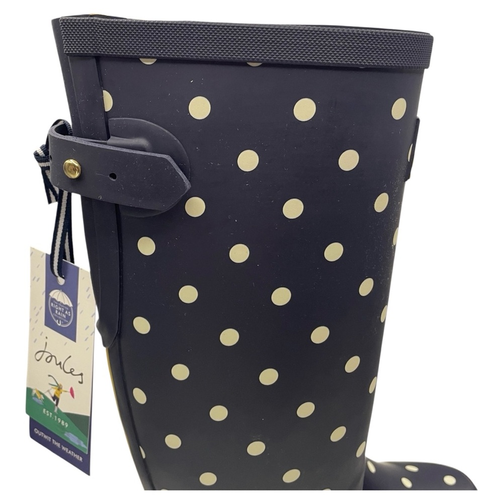 Joules polka dot tall rain boots women’s Size 6 navy blue/white - Picture 8 of 15
